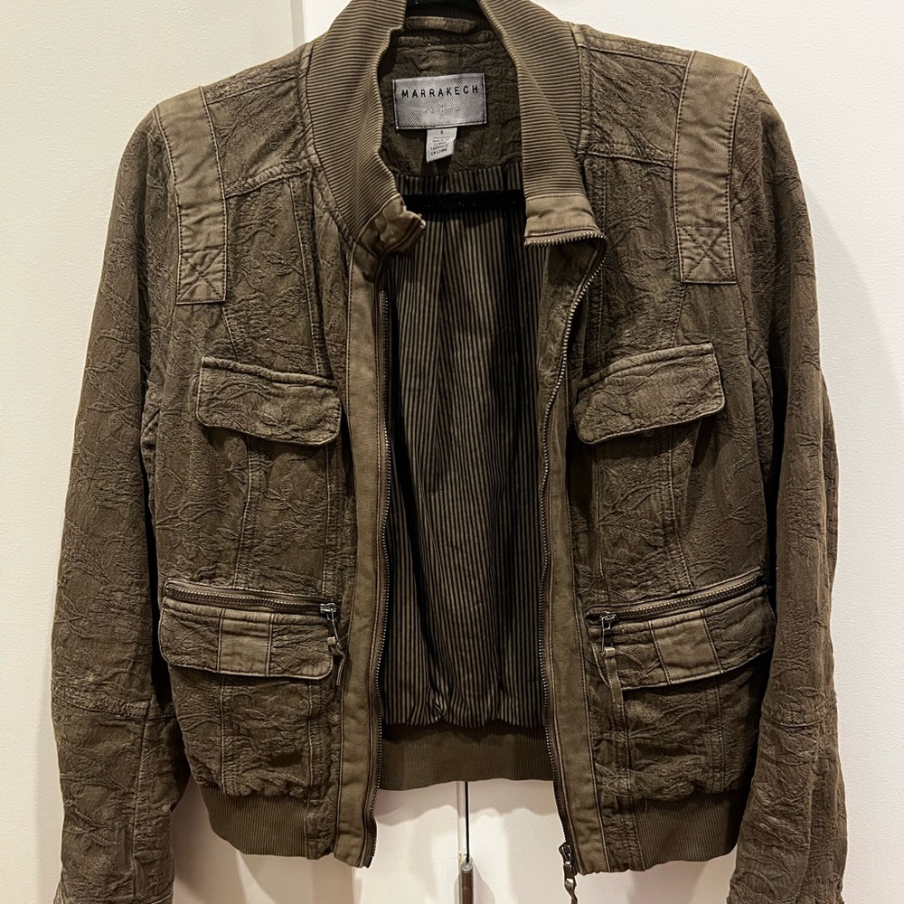 Marrakech Army Green Zip-Up Jacket Size Small